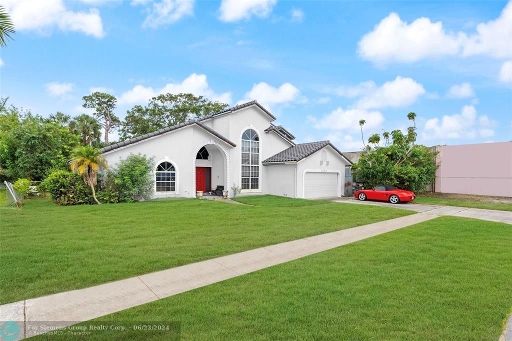 Rendering of house painted white. Current color is blue.